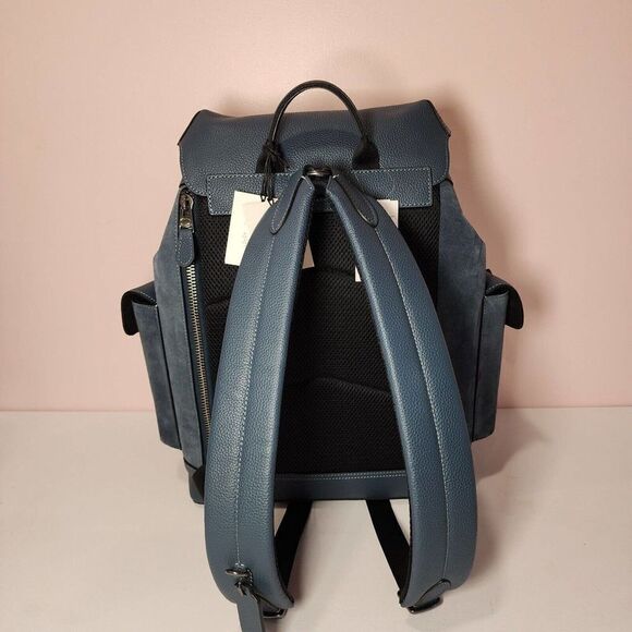 NWT Coach CL955 Men’s Hudson Backpack Gunmetal/Denim Suede - Picture 3 of 7